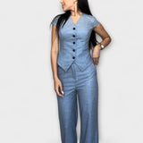 Ivy - Conjunto de Top com Decote em V e Calças Elegante