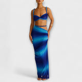 Jane - Crop Top & Saia Overskirt com Gradiente Elegante