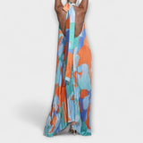 Vida - Vestido Midi Halter Sem Costas Plissado Chic com Design de Alças