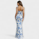 Thalia - Vestido de Festa com Estampado Floral e Alças Amarradas