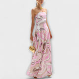 Tatum - Deslumbrante vestido maxi sem mangas em tons pastel