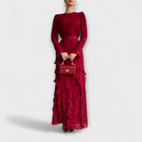 Fallon - Vestido Longo Slim Fit com Rendas Tridimensionais
