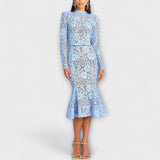 Freya - Elegante vestido midi em renda floral