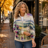 Birgit™ | Cardigan com Paisagem em Aquarela