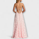 Kairi - Vestido Maxi de Renda Floral Elegante com Alças Finas