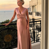 Samouse | Vestido Maxi com Top Envolvente e Mangas Curtas