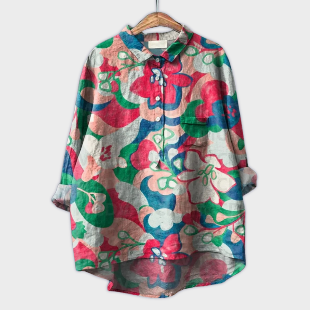 Magdalena - Blusa feminina feita à mão com design floral