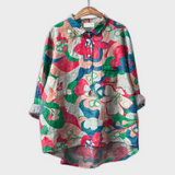 Magdalena - Blusa feminina feita à mão com design floral