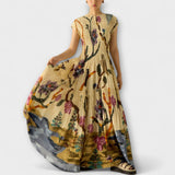 Amanda - Vestido maxi com design de estampagem plissada