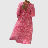 Christiane | Vestido Maxi com Estampa de Penas e Decote em V
