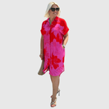 Christiane | Vestido camisa com estampa floral e botão frontal