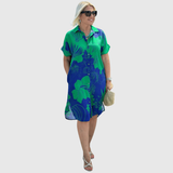 Christiane | Vestido camisa com estampa floral e botão frontal