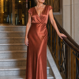 Samouse | Vestido Maxi com Top Envolvente e Mangas Curtas