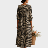 Doris | Vestido Midi com padrão gráfico de ondas