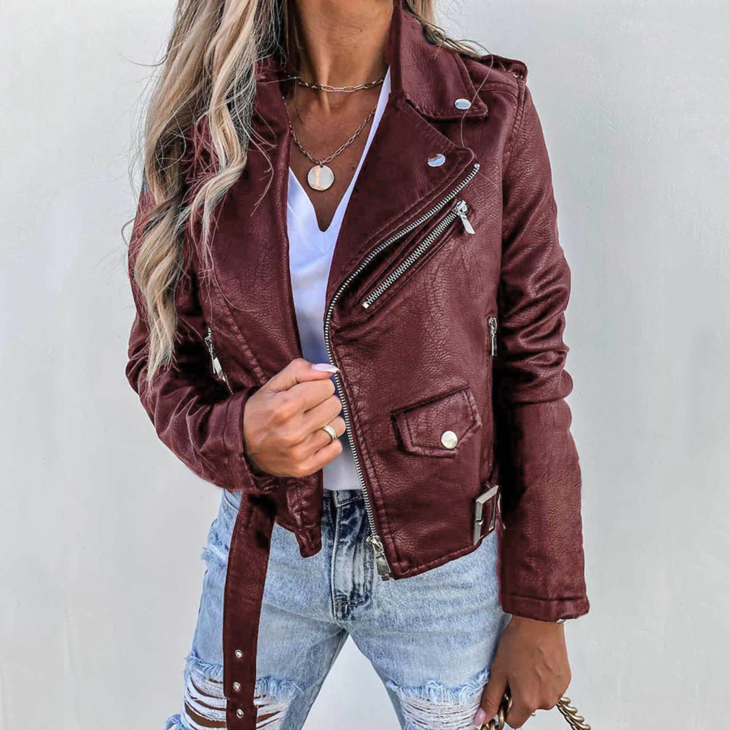 Annegret | Jaqueta Biker Curta em Preto