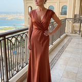 Samouse | Vestido Maxi com Top Envolvente e Mangas Curtas