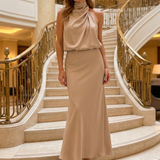 Nopal | Vestido Midi Sem Mangas com Decote Drapado