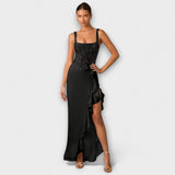 Bella - Vestido de Corset em Cetim com Rendas