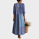 Ulrike | Vestido Maxi em Patchwork de Mistura de Padrões