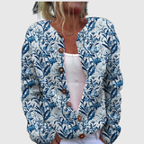 Karin™ | Cardigan com padrão de folhas azuis
