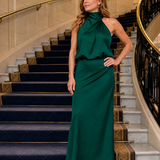 Nopal | Vestido Midi Sem Mangas com Decote Drapado