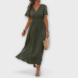 Heather - Elegante vestido Boho com decote em V e mangas longas