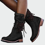 Botins de couro com atacadores