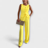 Wilhelmina - Conjunto de Top Sem Mangas e Calças Elegante