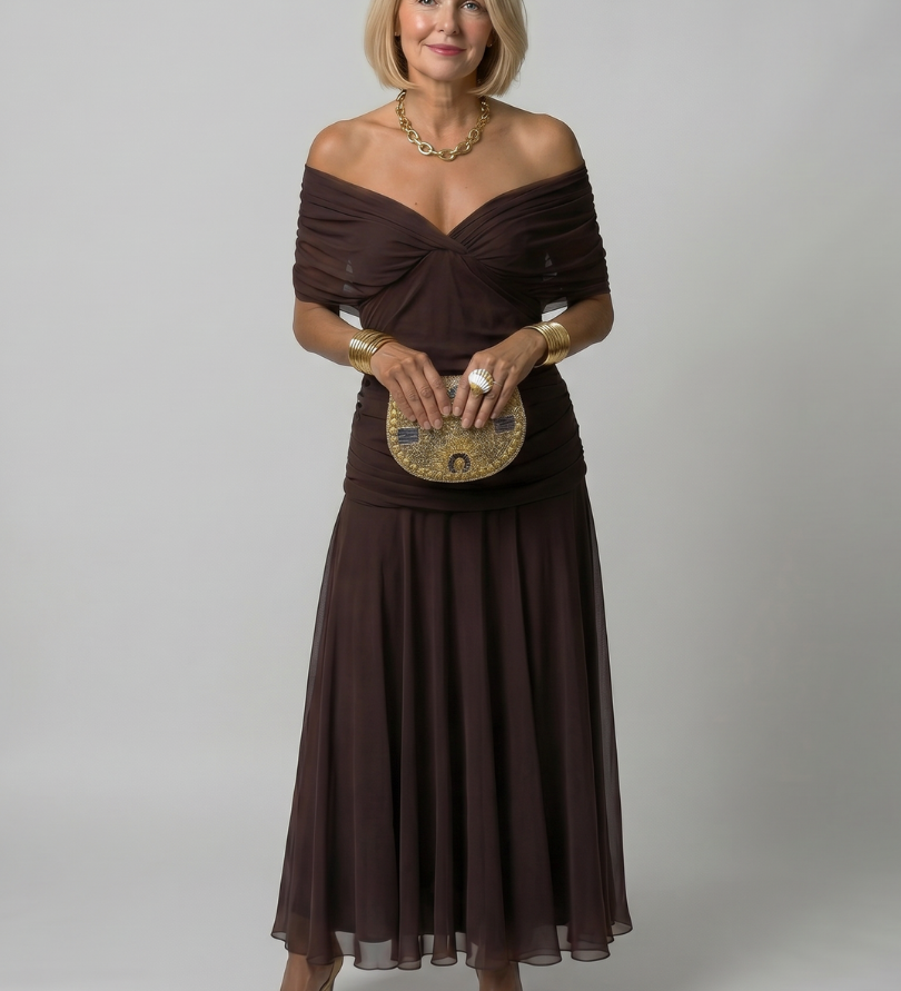 Calen | Vestido Midi Off-Shoulder
