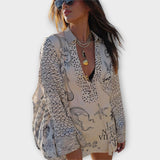 Liv - Conjunto de Camisa e Calções em Satin com Franja