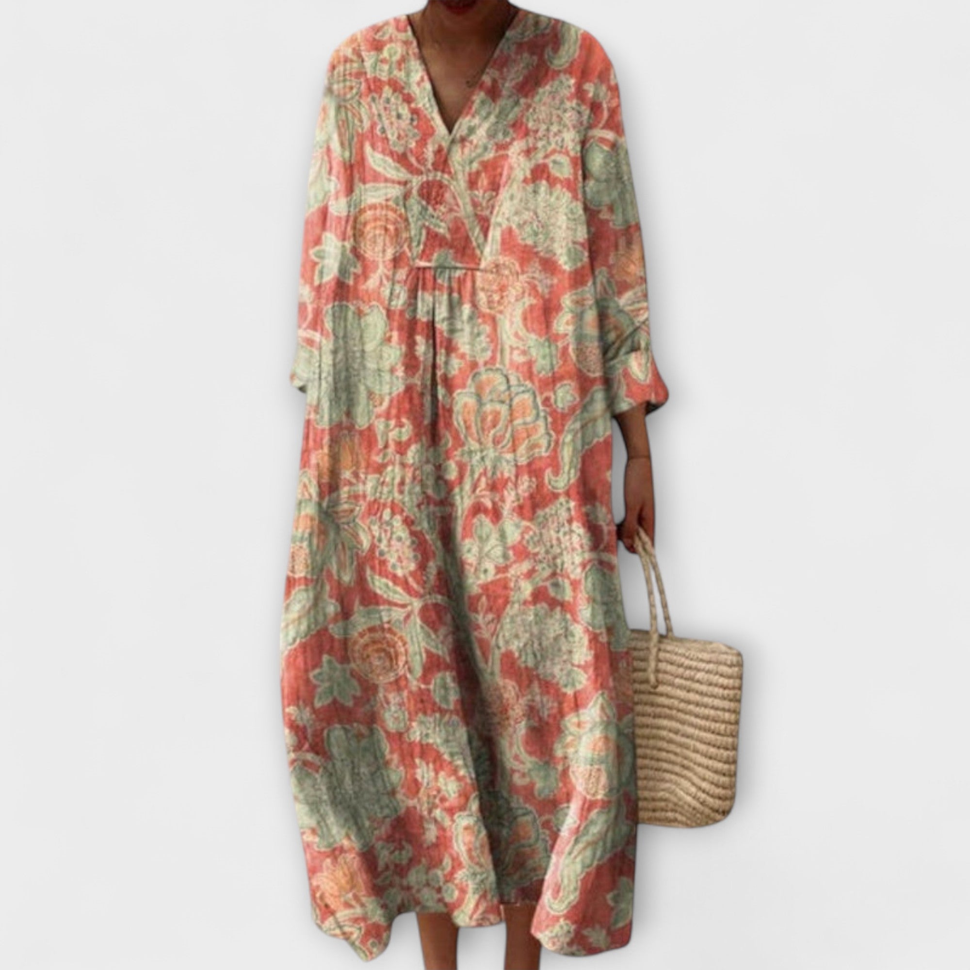 Thaleia – Vestido Midi em Design Vintage Floral