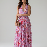 Nori | Vestido Maxikleid Floral com Alças de Halter