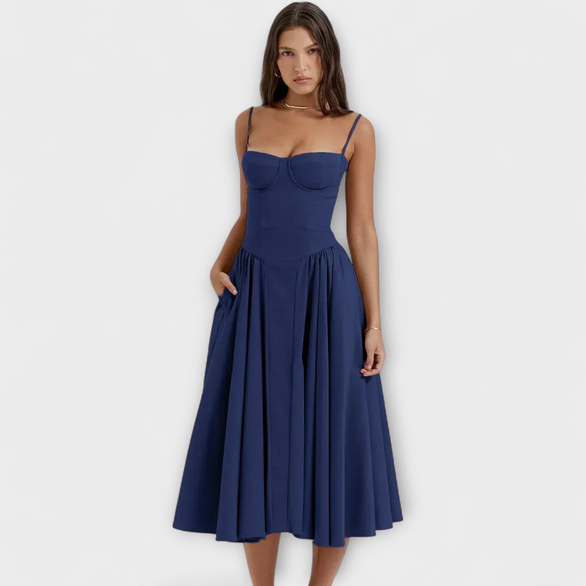 Rosalie - Vestido de corpete sem mangas refinado