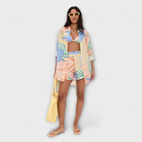 Mary - Conjunto Curto de Impressão de Folhas Tropicais da Playa Boyfriend