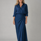 Mirque | Vestido maxi com mangas longas e frente cruzada