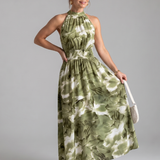Olivia | Vestido Midi com Cintura Ajustada e Estampado Abstrato