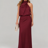 Nopal | Vestido Midi Sem Mangas com Decote Drapado
