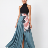 Olympas | Vestido Maxikleid com Corpete e Estampa Floral