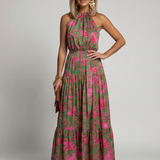Rowen | Vestido Midi com Decote Halter Drapado