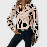 Edith - Blusa elegante de mangas longas com decote em V