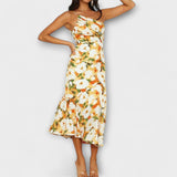 Tabea - Vestido de Impressão Floral Assimétrico