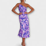 Tabea - Vestido de Impressão Floral Assimétrico