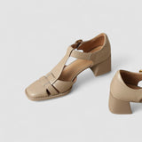 Scarlett – Sandálias T-Strap com Saltos Blocados Ortopédicos