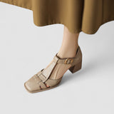 Scarlett – Sapatos de Salto Bloco T-Strap Ortopédicos