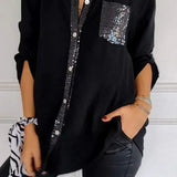 Jasmine | Camiseta Elegante de Decote em V com Lantejoulas Brilhantes para Mulheres