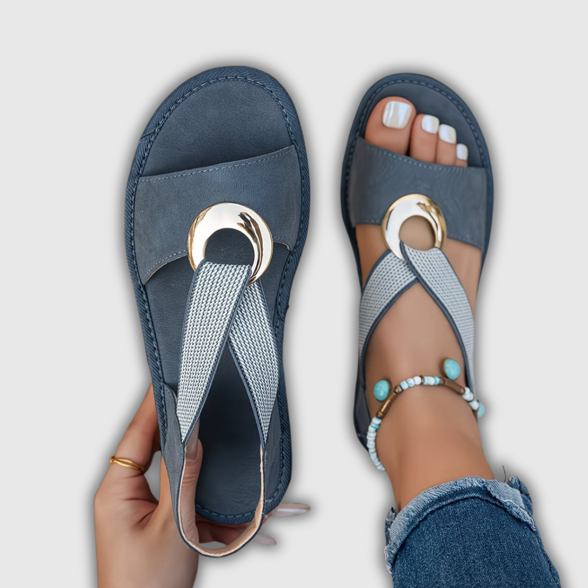 Luna | Sandálias de Praia com Anel Decorativo