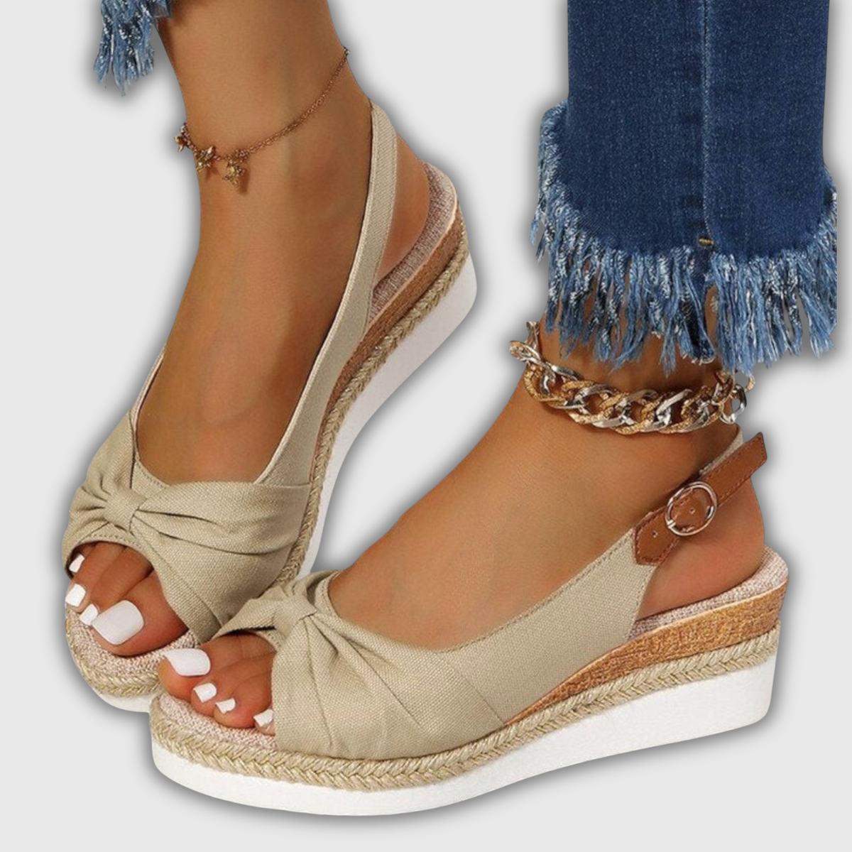 Valeria | Sandálias de Plataforma Espadrille com Tira