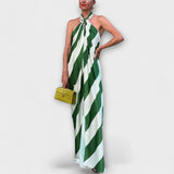 Marlowe - Vestido Maxi de Alças com Padrão Listrado
