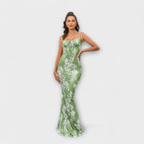 Thalia - Vestido de Festa com Estampado Floral e Alças Amarradas