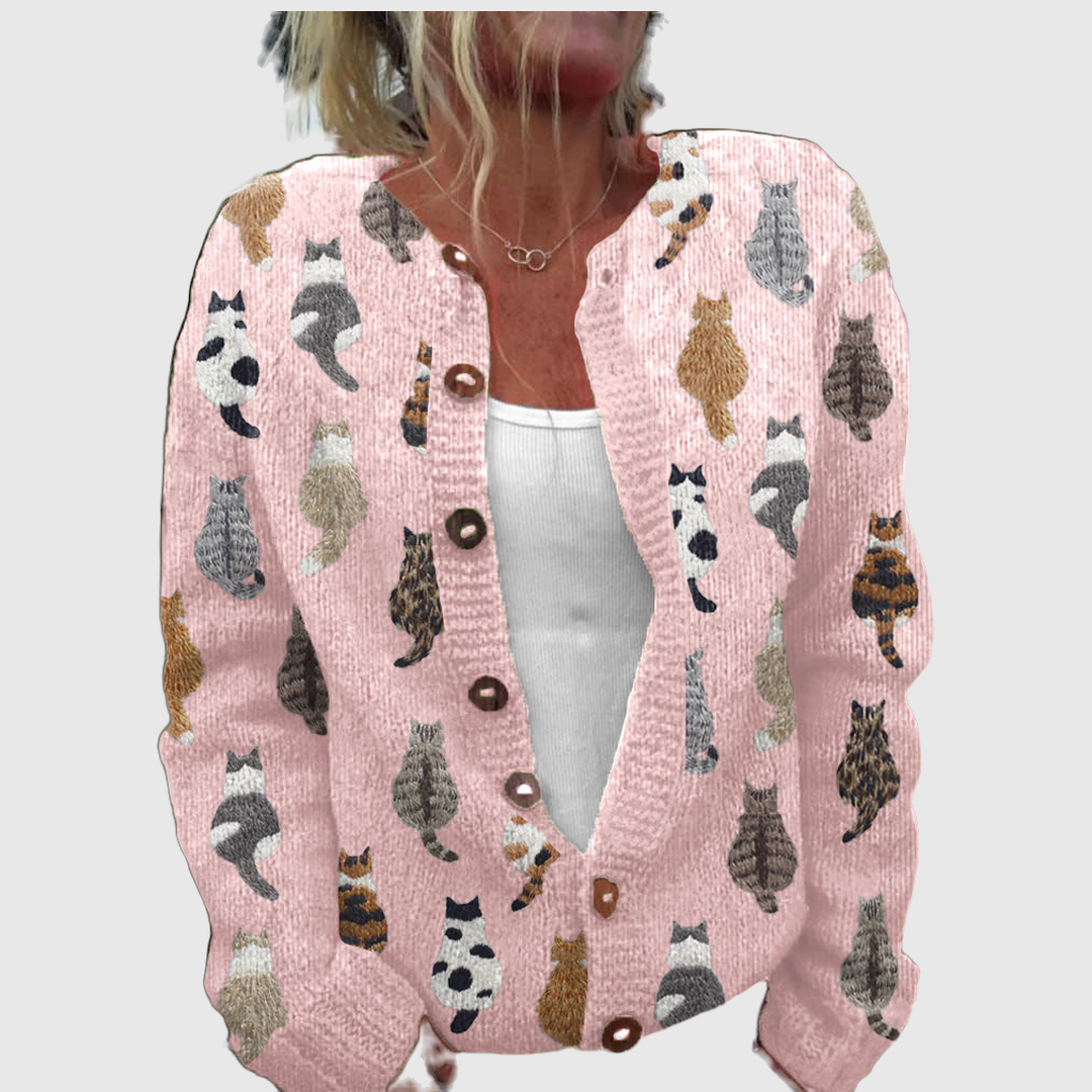 Charlotte™ | Cardigan com Estampa de Gatos